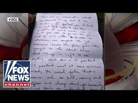 Bombshell letter revealed from Trump assassination suspect