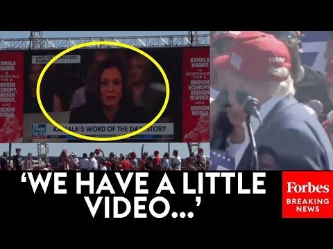 Lets Play It!: Trump Plays Clip Reel Of Kamala Harriss Oprah Interview On Jumbotron At NC Rally