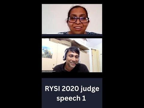 RYSI 2020 judge speech 1 -Swati Sircar – observe – leads to discoveries – Sekhar Soorianarayanan