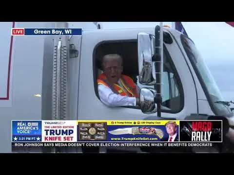 TRUMP RIDING IN A GARBAGE TRUCK TO TONIGHT#39;S RALLY