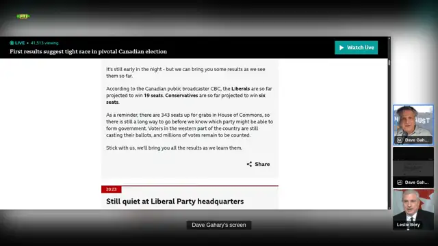 Canada Election Night Coverage with Les Bory—April 28, 2025