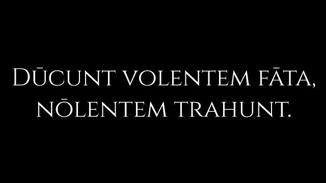 Roman Proverb - Dūcunt volentem fāta, nōlentem trahunt