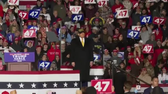 Donald Trump holds a rally in Traverse City, Michigan