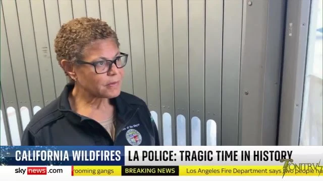 A dead stare of arrogance from LA Mayor Karen Bass as the city burns into the ground